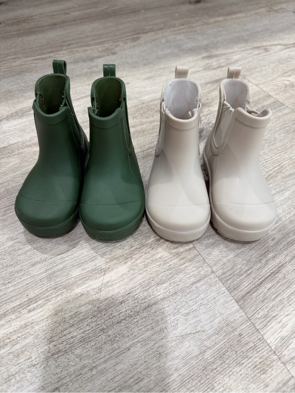 BearPaw Kids Chelsea Rain Boots in Green & Cream